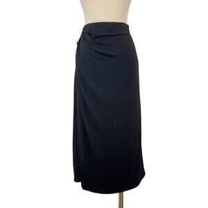 Vince Side-Drape Knit Midi Skirt in Black L NWT